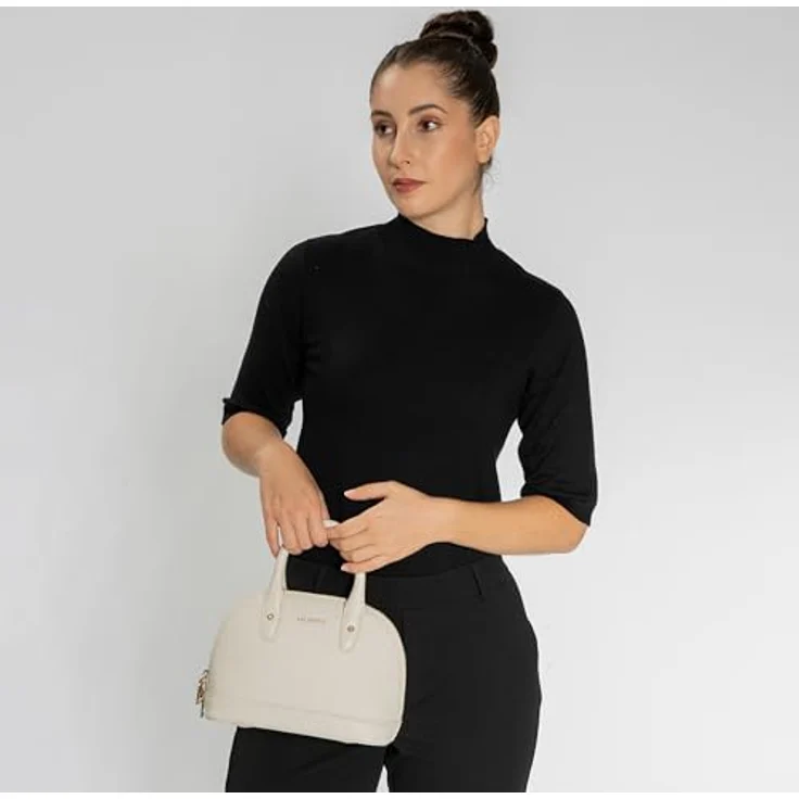 Lazarotti Bologna Leather Handtasche, Leder 24 cm, Beige mit verstellbarem Schulterriemen und mehrfachen Fächern – Bild 3