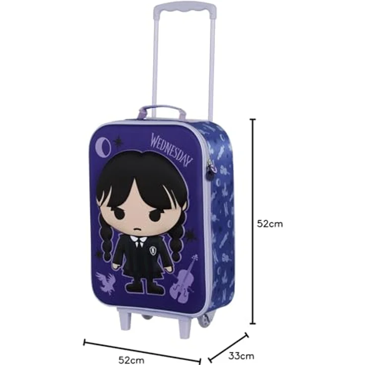 Wednesday Chibi-Soft 3D Trolley-Koffer, Lila, 26 L Kapazität, handgepäcktaugliche Maße – Bild 5