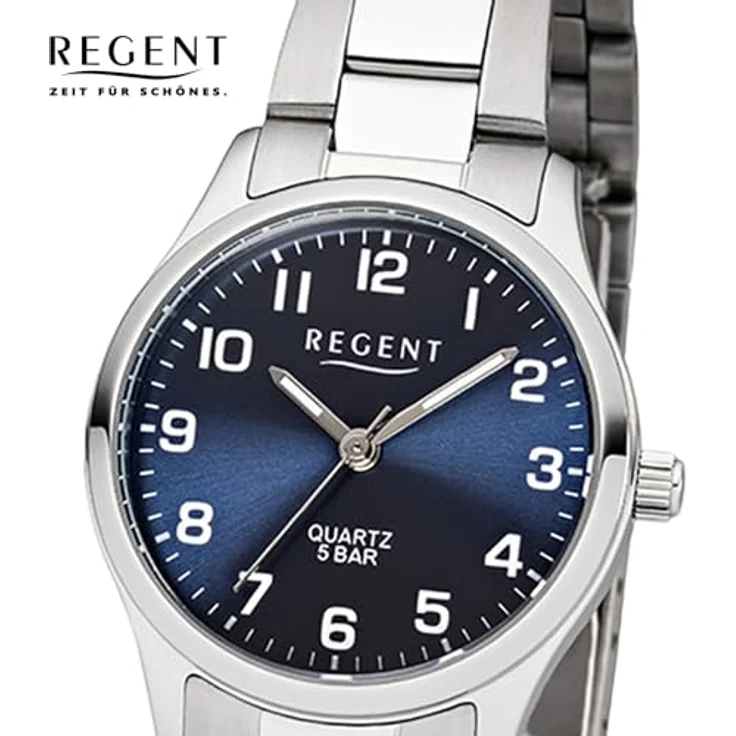 Regent Armbanduhr Damen F 1325, Quarzuhr, 29 mm, silber – Bild 2