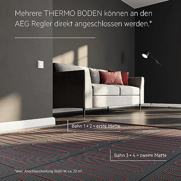 AEG elektrische Fußbodenheizung Basis Thermo Boden TBS TB 160/8 Set Plus, Komplettset 8 m², 160 W/m², EAN: 4041056034584 – Bild 3