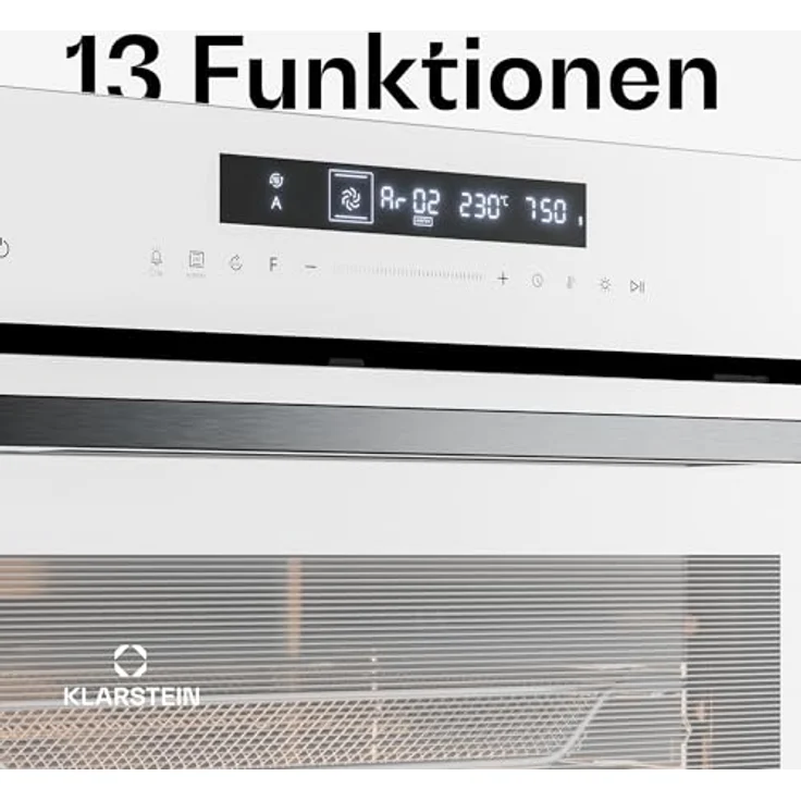 Klarstein Airjet Einbaubackofen 60 cm, 72L, 13 Modi, Airfryer-Funktion, Touch-Steuerung, Energieklasse A++, Weiß – Bild 3