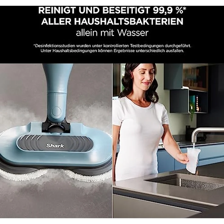 Shark S6002EU Dampfreiniger, 1120 Watt, 2 rotierende Power-Reinigungspads, hellblau – Bild 5