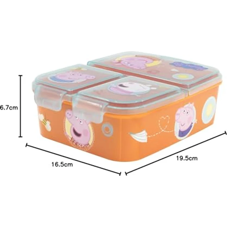 Peppa Pig Lunchbox Brotdose Peppa Pig 3 Fächer Peppa Wutz Lunch to Go Vesper Dose, Kunststoff, Click-Up Verschluss, 18 x 13 x 5,5 cm, BPA-frei, für Kinder – Bild 4
