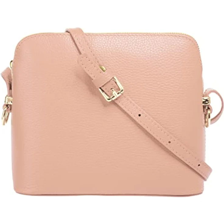 Cluty Umhängetasche aus echt Leder, Made in Italy, goldene Details, Höhe 18 cm, Breite 20 cm, Tiefe 4 cm, Schwarz – Bild 1