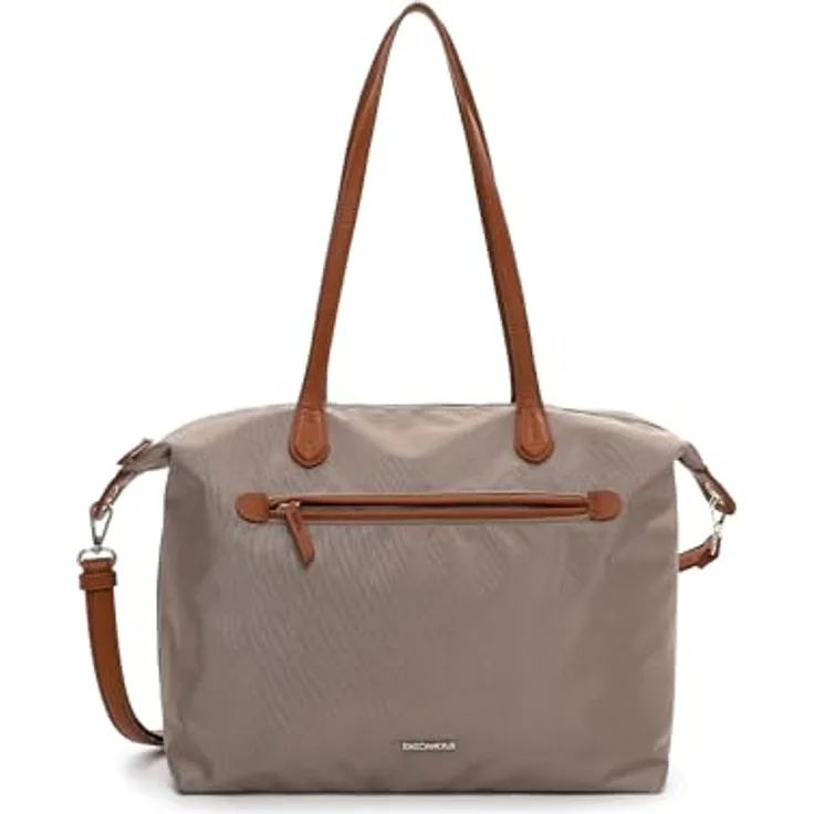 EMILY & NOAH Shopper E&N Jarina, Damen, leichte Nylon-Oberfläche, zweifarbiges Design, abnehmbarer Umhängeriemen, Reißverschlussfächer
