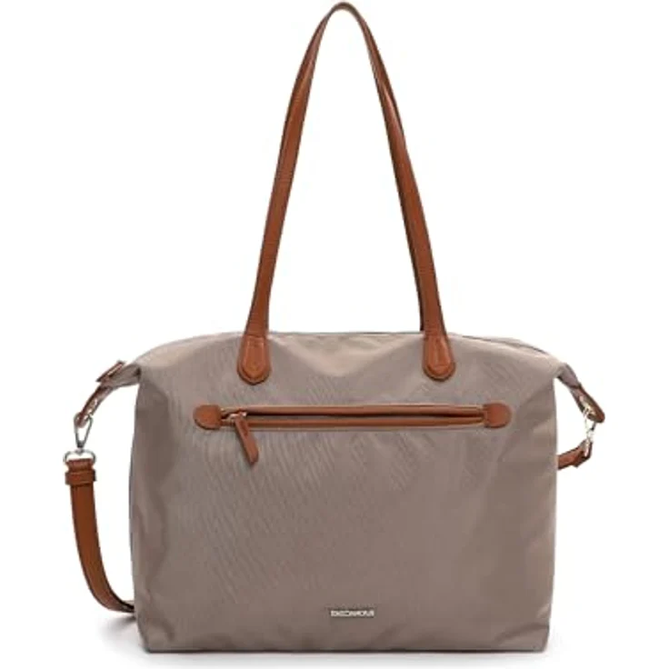 EMILY & NOAH Shopper E&N Jarina, Damen, leichte Nylon-Oberfläche, zweifarbiges Design, abnehmbarer Umhängeriemen, Reißverschlussfächer – Bild 1