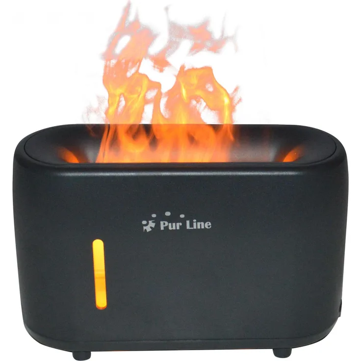 Purline Sumu Fire, Ultraschall-Aromadiffusor mit Flammeneffekt, 7 Farben LED, 240 ml Wassertank, Timer und Fernbedienung, bis 15 m²