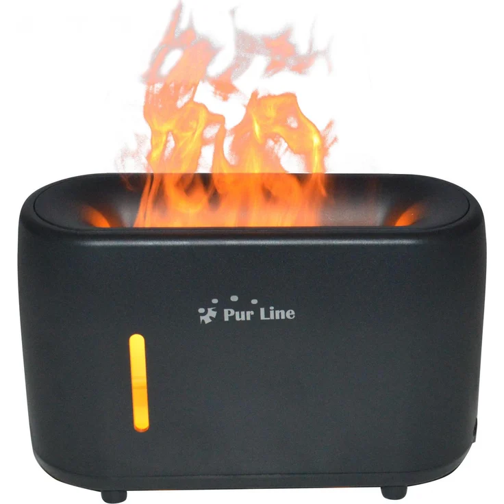 Purline Sumu Fire, Ultraschall-Aromadiffusor mit Flammeneffekt, 7 Farben LED, 240 ml Wassertank, Timer und Fernbedienung, bis 15 m²