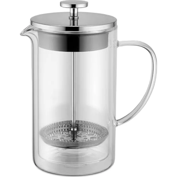 Weis 18372 Pressfilterkanne, Kaffeebereiter aus doppelwandigem Borosilikatglas, 400ml mit optischem Schwebeeffekt