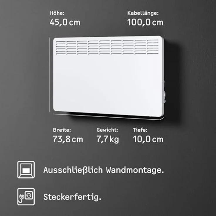 Stiebel Eltron Wand-Konvektor CNS 200 Trend für ca. 20 m², 2 kW, LC-Display, Wochentimer, Offene Fenster Erkennung, 236528, Konvektor – Bild 6