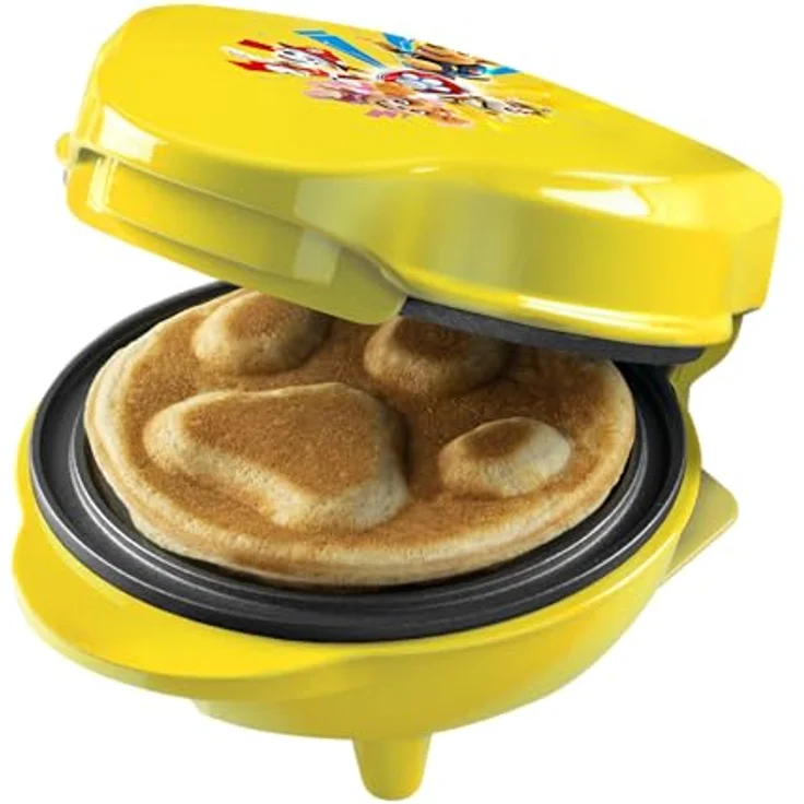 Bestron Paw Patrol Mini Waffeleisen, Mini-Waffeleisen im einzigartigen Paw Patrol Design, Ø 10cm, Gelb – Bild 1