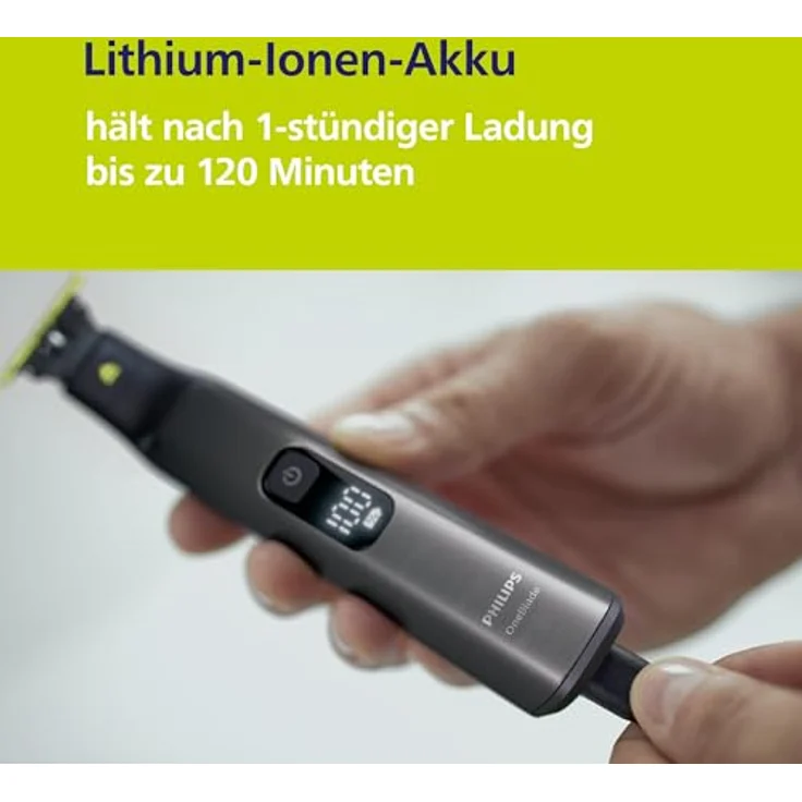 Philips Elektrorasierer OneBlade Pro 360 Face & Body QP6652/30, 3 Aufsätze, 360 Grad Klinge, 20 Längeneinstellungen, inkl. Ladestation & Reiseetui – Bild 6