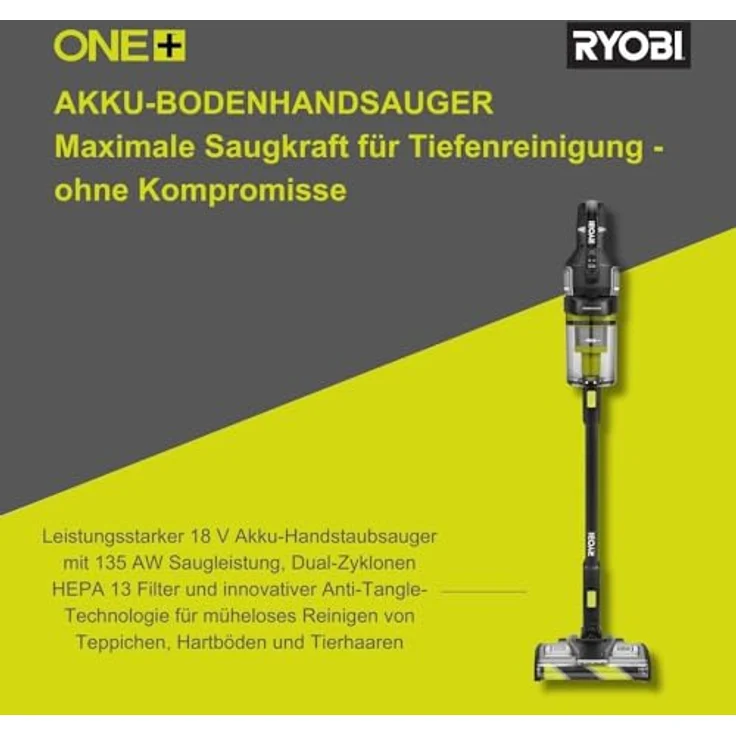 RYOBI RASV18BL-0 5133006323, Brushless Akku-Bodenhandsauger, Anthrazit mit Dual-Zyklonen HEPA 13 Filter – Bild 2