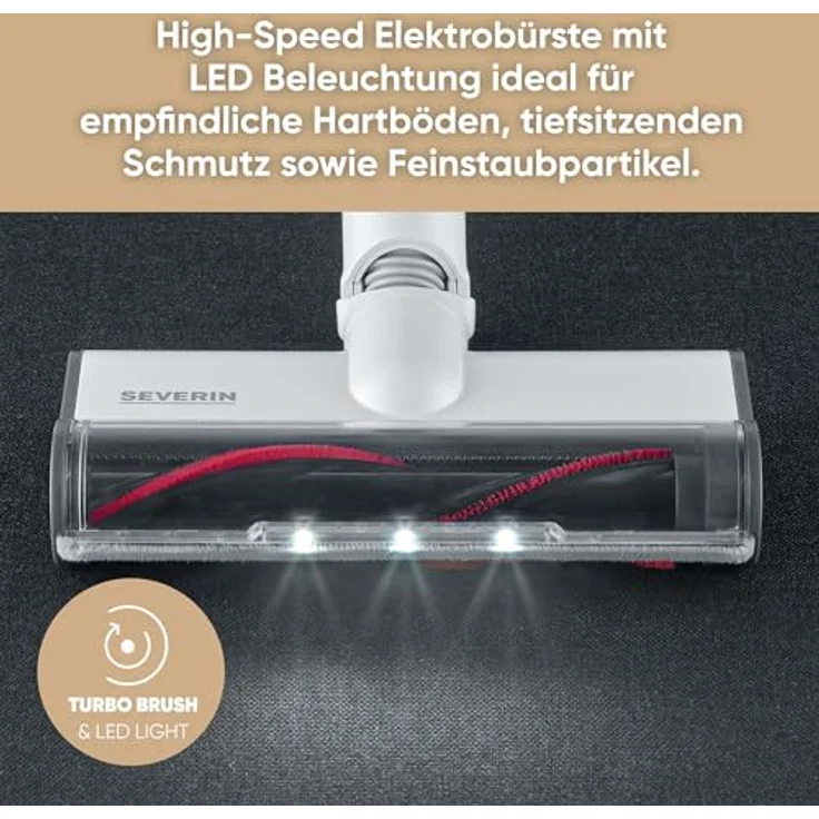 Severin HV 7152 S'Power Handstaubsauger, 40 min Akkubetrieb, Zyklon-Technologie, weiß-rot – Bild 8