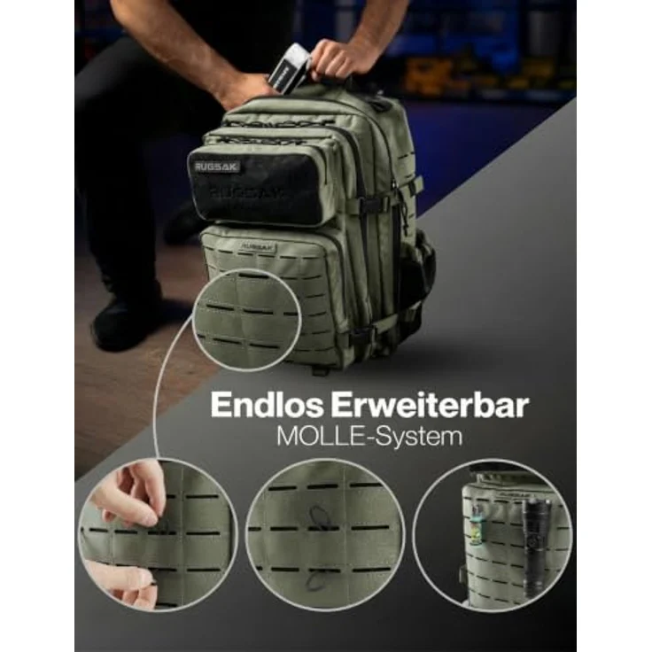 RUGSAK Alpha 45L Rucksack Steel Gray – Wasserabweisend, 18-Zoll Laptopfach, Ergonomisch, Reise, Alltag & Outdoor – Bild 7