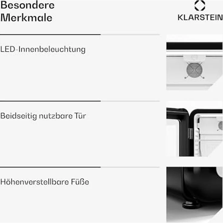 Klarstein Audrey Evo Getränkekühlschrank, 68 Liter, energieeffizient, Glastür, retro Schwarz, 67 cm hoch – Bild 7