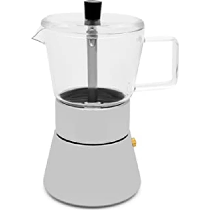 Leopold Vienna Espressokocher Otto 4Ta Glas, Espressokanne, Silber, Transparent – Bild 2