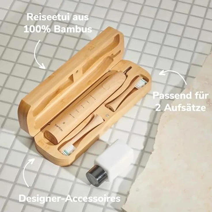 bamtoo® Elektrische Schallzahnbürste KOA V2, inkl. Reiseetui | Nachhaltige Zahnbürste für erstklassige Reinigung | Inkl. 2 Bambus Bürstenköpfe | 8 Wochen Akkulaufzeit – Bild 6