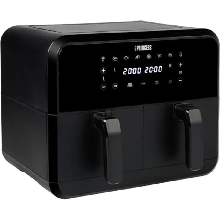 Princess 01.182068.01.001 Doppel-Fritteuse 2400W Heißluft-Funktion, mit Display, Timerfunktion, Ant