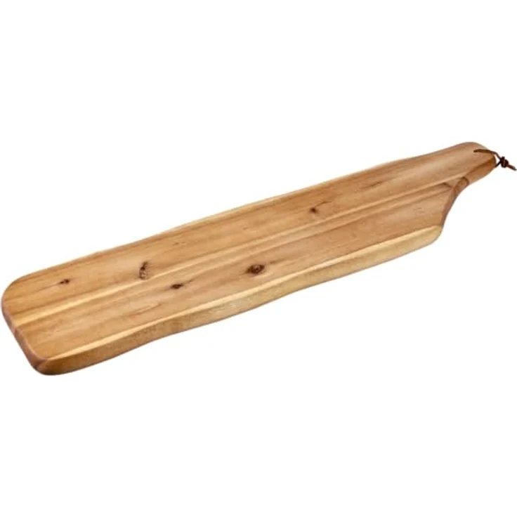 KESPER Schneide- und Servierbrett aus Akazienholz, 71 x 17 cm, 2,5 cm dick, braun, natur, FSC-zertifiziert mit Lederbändchen – Bild 1