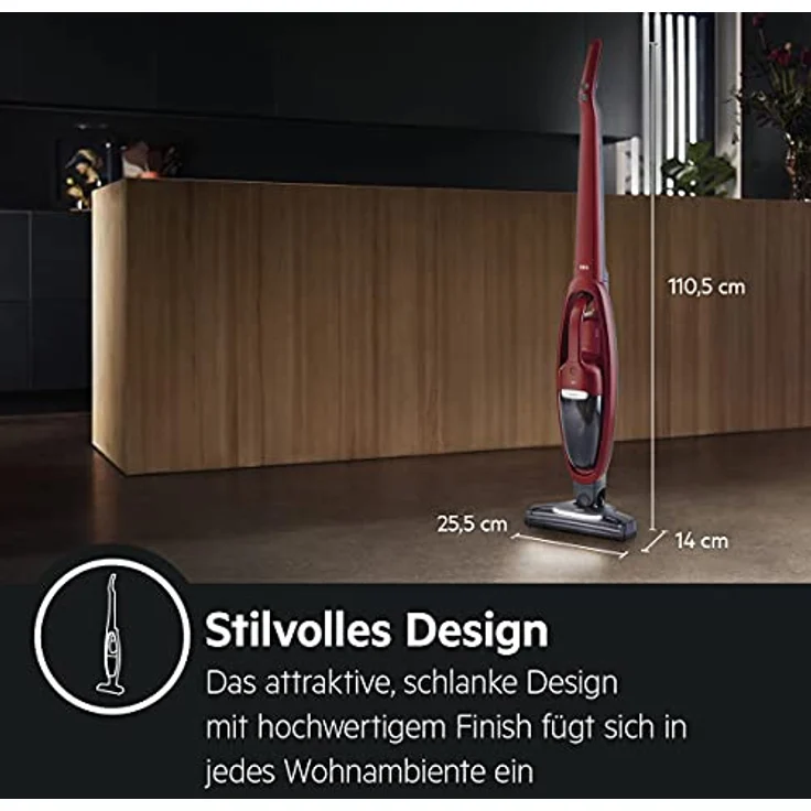 AEG QX6-ANIM Handstaubsauger, 45 min Akkubetrieb, Zyklon-Technologie, Bürstenreinigungsfunktion, freistehend, Chili Red – Bild 2
