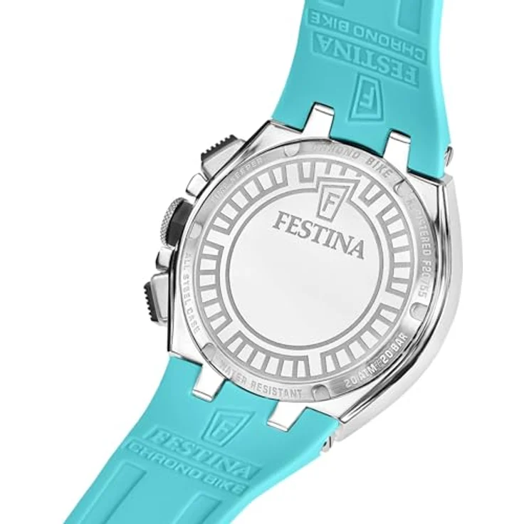 Festina Chronograph Chrono Bike Herrenuhr, Silikonarmband Azurblau, Edelstahlgehäuse, japanisches Quarzwerk, Stoppuhrfunktion – Bild 2