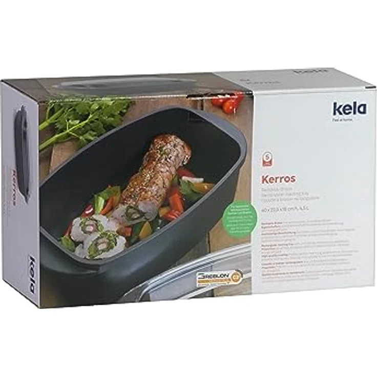 Kela 15152 Bräter mit Glasdeckel, Aluguss 5 mm, Antihaftbeschichtung, Induktionsgeeignet, 4,5L, Kerros – Bild 8