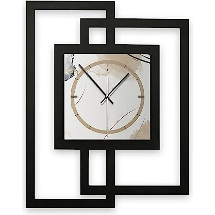 Kreative Feder Designer-Wanduhr „Abstract Elegance“ in modernem Metallic-Look ohne Tickgeräusche (Funk/Quarz) (Quarzuhrwerk)