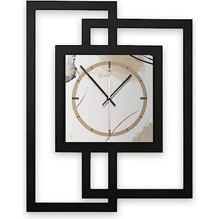 Kreative Feder Designer-Wanduhr „Abstract Elegance“ in modernem Metallic-Look ohne Tickgeräusche (Funk/Quarz) (Quarzuhrwerk) – Bild 1