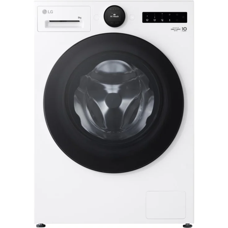 LG F4WX808YC, 8kg Inverter Direct Drive Waschmaschine in Weiß mit TurboWash® und Steam Technologie
