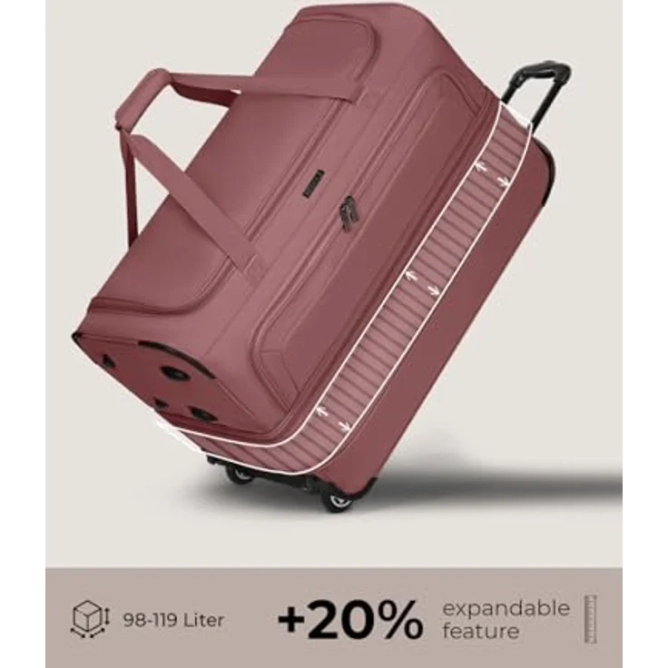 Redolz Duffle Essentials 2-Rollen Reisetasche 70 cm L mit Dehnfalte rose – Bild 3