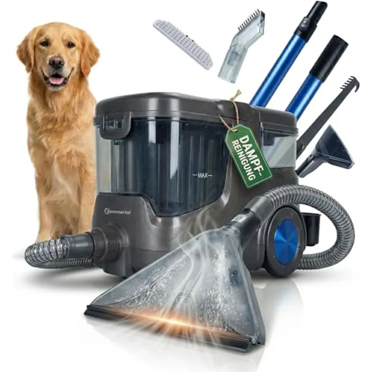 Sommertal HYDRO 9000 MAX, Teppichreinigungsgerät mit 1000W, Dampfsauger und Nasssauger, 20 kPa, 2-Tank-System, umfangreiches Zubehör
