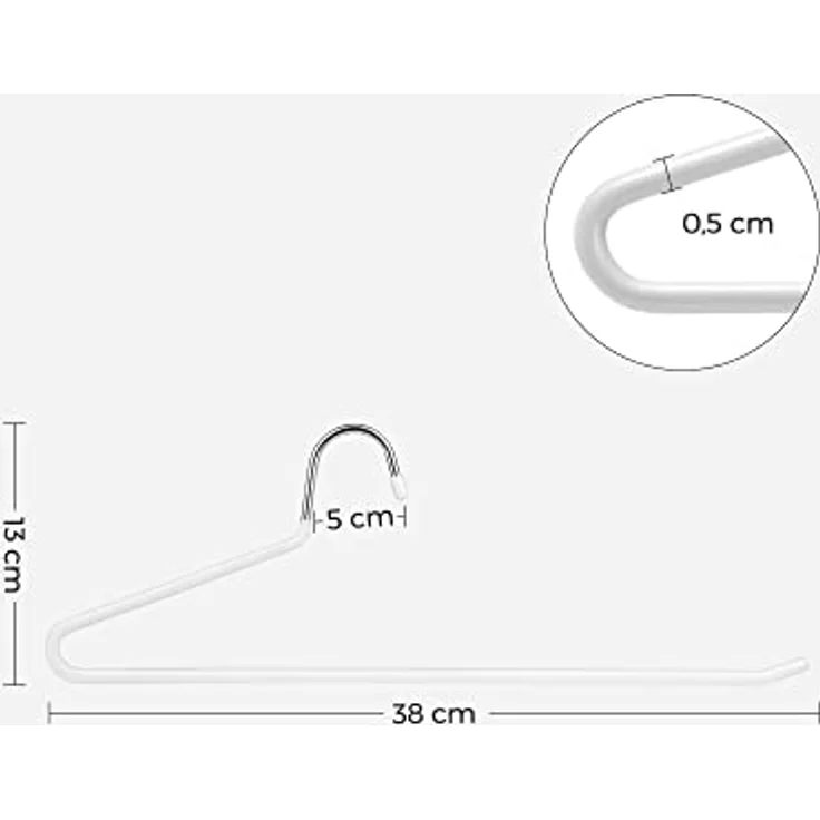 SONGMICS Hosenbügel CRI004WT-20, 20er Set, rutschfest, platzsparend, offenes Ende, Länge 38 cm, weiß, multifunktional – Bild 5