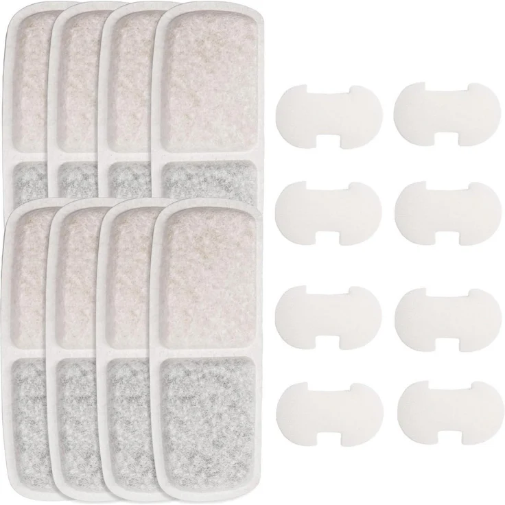 MyfatBOSS Wasserfilter Kartuschen & Schwämme 8er Set für Katzenbrunnen FEELNEEDY 4L FN-W07, Hochdichte Mikrofaser, aktives Kokosnuss-Aktivkohlefilter, BPA-frei, einfache Handhabung