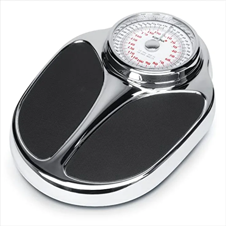 Korona 77776 THEO Mechanische Personenwaage | Tragkraft 200 kg | Einteilung 1 kg | Extra große Vollsichtskala | Sehr große, rutschfeste Wiegefläche | Hochwertige Chrom-Applikationen