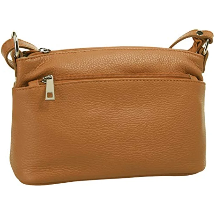 Cluty Umhängetasche, Echtleder, Made in Italy, 15 cm x 27 cm, mit Reißverschlusstaschen, klassisches Design – Bild 3
