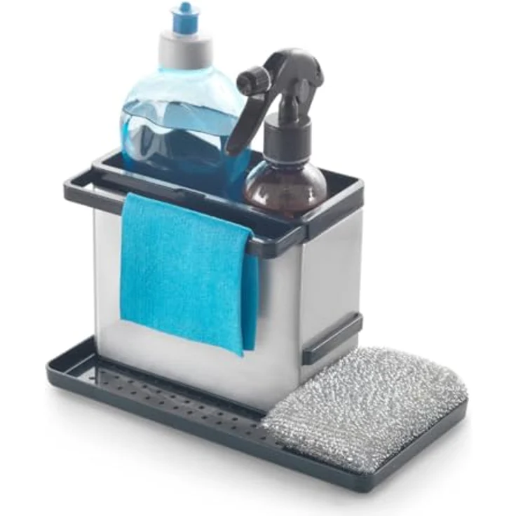 Metaltex 297430000 Abtropfhalter, Edelstahl - Spülbecken Organizer mit ausziehbaren Bügeln und Abtropfschale, 24 x 13 x 14 cm - Preisvergleich – Bild 4