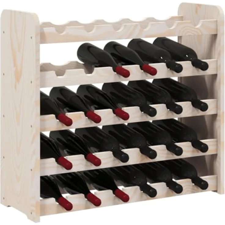 vidaXL Weinregal, Flaschenregal mit 5 Ebenen Wellen-Design, Flaschenständer für 30 Flaschen, Weinschrank Weinständer, Massivholz Kiefer – Bild 5