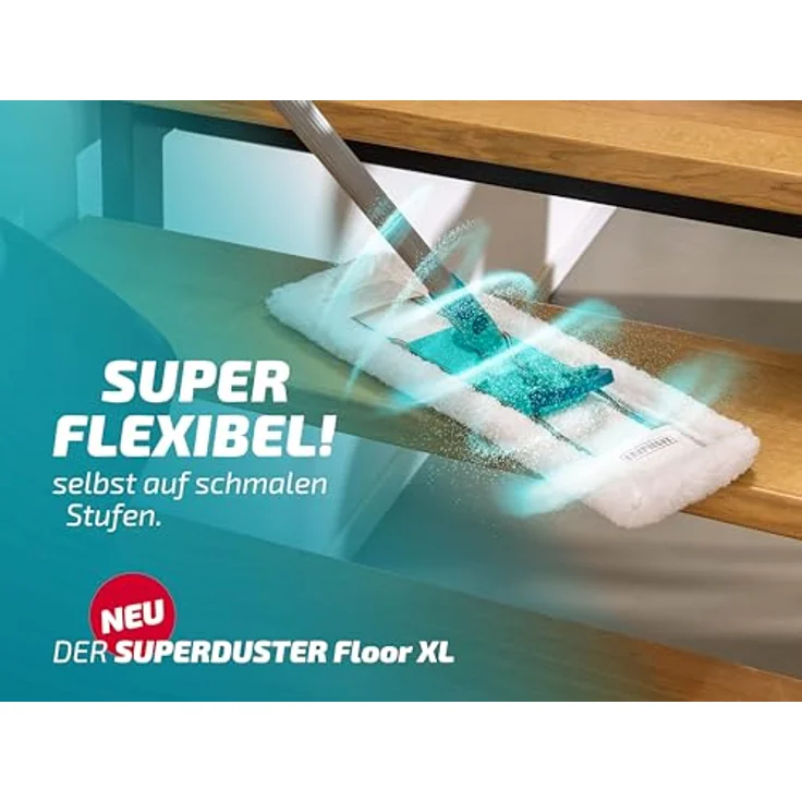 Leifheit SUPERDUSTER Floor XL, 2er Set waschbare Mikrofaser-Staubbezüge für Fliesen, Laminat und Parkett, allergenfrei, wiederverwendbar bis 100 Mal – Bild 5