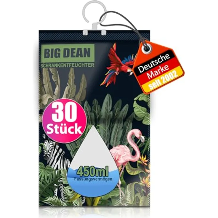 BigDean 30er Pack XL Luftentfeuchter Kleiderschrank - Effektive Entfeuchtung ohne Strom, 450ml pro Beutel