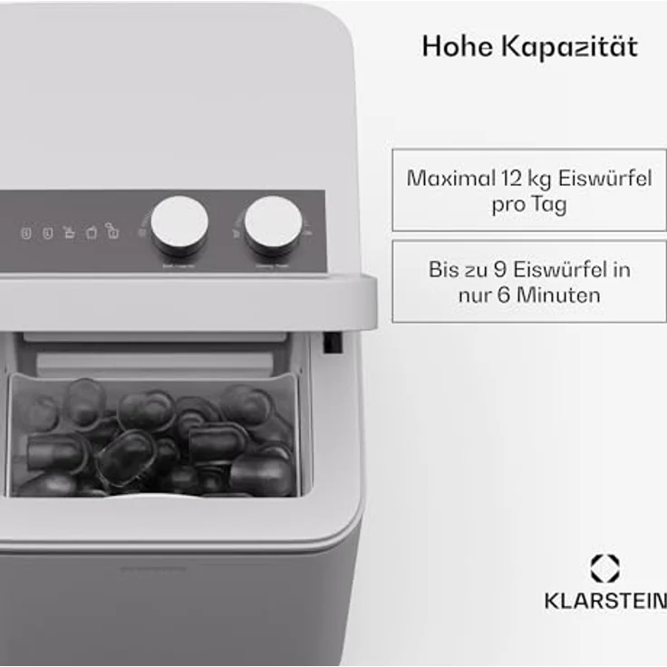 Klarstein Eiswürfelmaschine IceCraft, Elektrischer Eiswürfelbereiter mit 12 kg Eis/Tag, Weiß – Bild 2