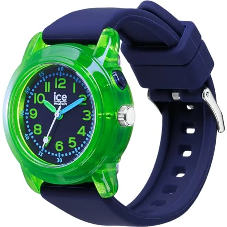 ICE-WATCH Ice Find Dino Uhr 024912, Quarzuhr mit grünem Gehäuse und blauem Zifferblatt, Silikonarmband, wasserdicht bis 3 bar – Bild 3