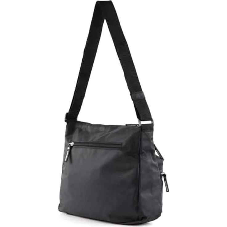 Chiemsee Umhängetasche, schwarze Handtasche mit Reißverschluss, Smartphonefach und Kartenfächern – Bild 4
