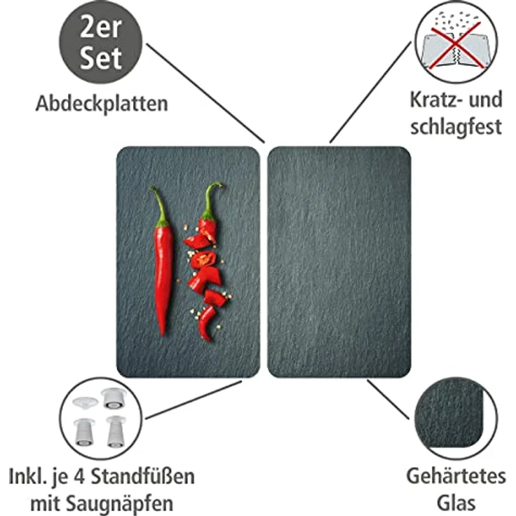 Wenko Herdabdeckplatte, Breite 52 cm, gehärtetes Glas – Bild 2