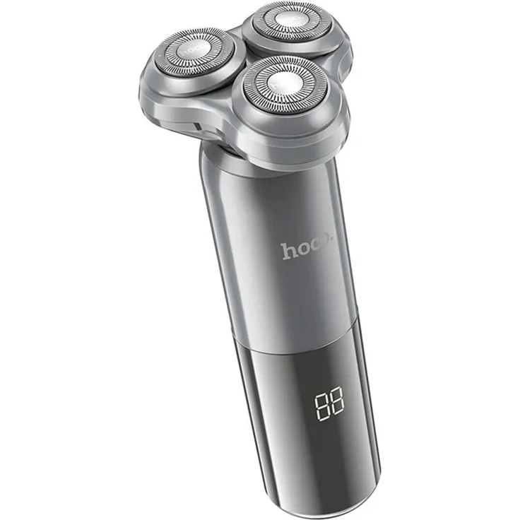 Hoco Drei-Klingen-Rasierer 600mAh mit LED-Digitalanzeigebildschirm IPX7 Wasserdicht Grau