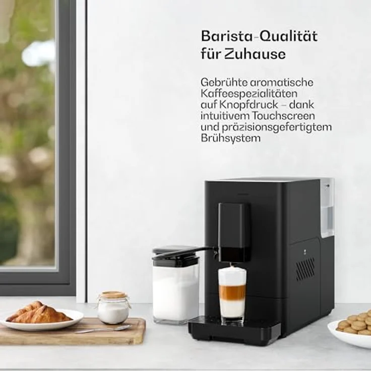 Klarstein Kaffeevollautomat Velaire, 20 Bar, Edelstahlmahlwerk 15 Stufen, LED Touchscreen, 0,75 l Milchsystem, 1,5 l Wassertank, Selbstreinigung, Vollautomat – Bild 3