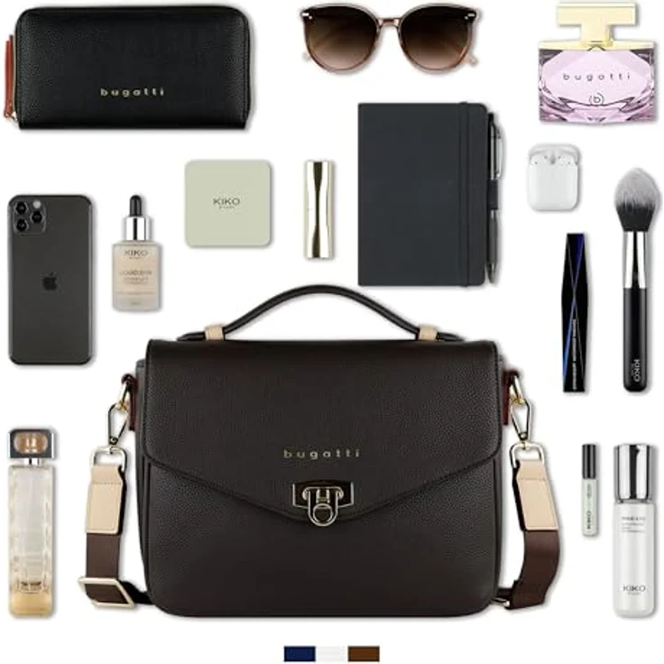 Bugatti Ella Classic Bag, Crossbody Bag aus Kunstleder, braun, 25 x 11 x 20 cm – Bild 6