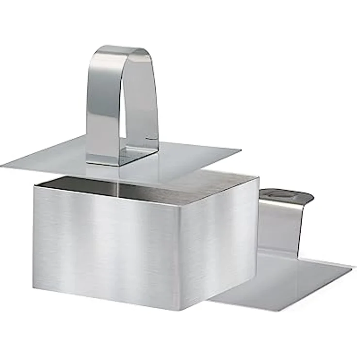 STONELINE Dessertringe und Speiseringe, Ring Set eckig, 8-teilig, Edelstahl, 6 Ringe, 1 Heber, 1 Stempel, Lebensmittel Presse, Dessertringe 8cm, Dessertring/Speisering – Bild 3