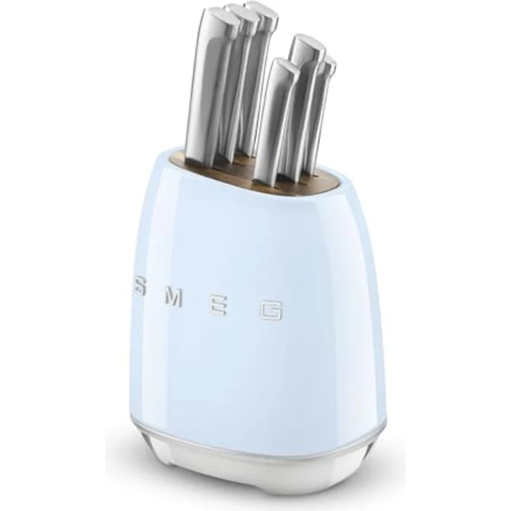 Smeg Messerblock KBSF02PB in Hellblau, aus Edelstahl und Akazienholz – Bild 3