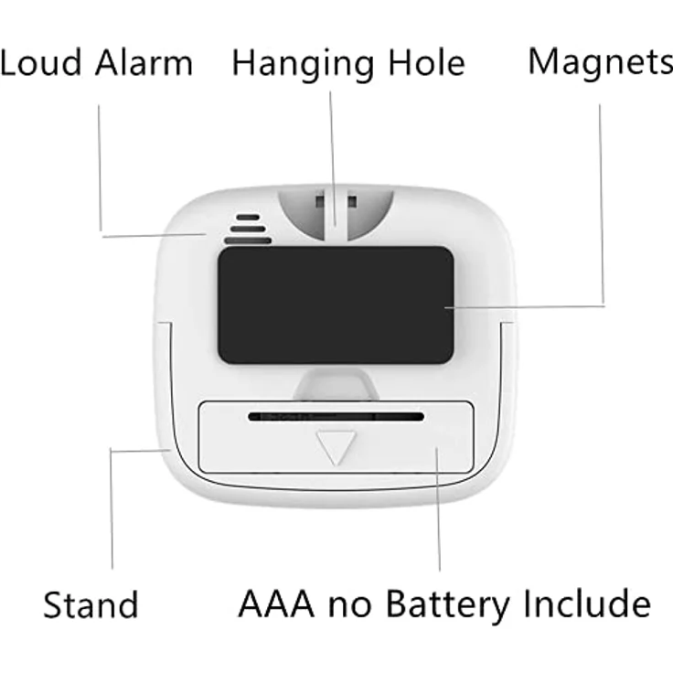 NIAGUOJI Küchentimer mit großem LCD-Display, digitaler Küchentimer zum Kochen, magnetische Stoppuhr, Timer mit lautem Wecker, Eieruhr, weiß – Bild 3